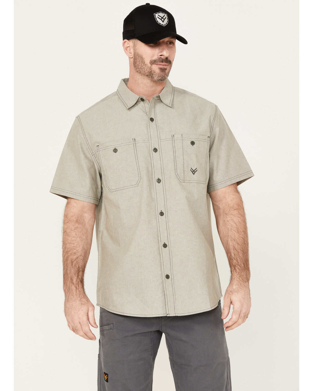 Image #2 - Hawx Men's Oxford Short Sleeve Button-Down Work Shirt, Olive, hi-res