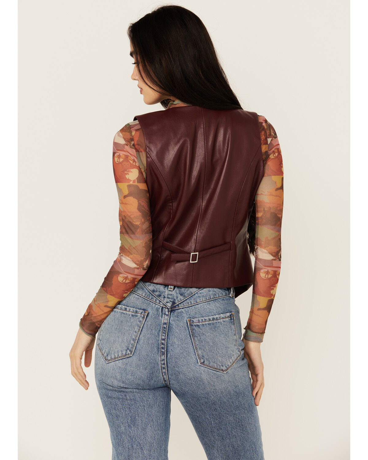 Image #4 - Revel Women's Solid Faux Leather Vest, Burgundy, hi-res