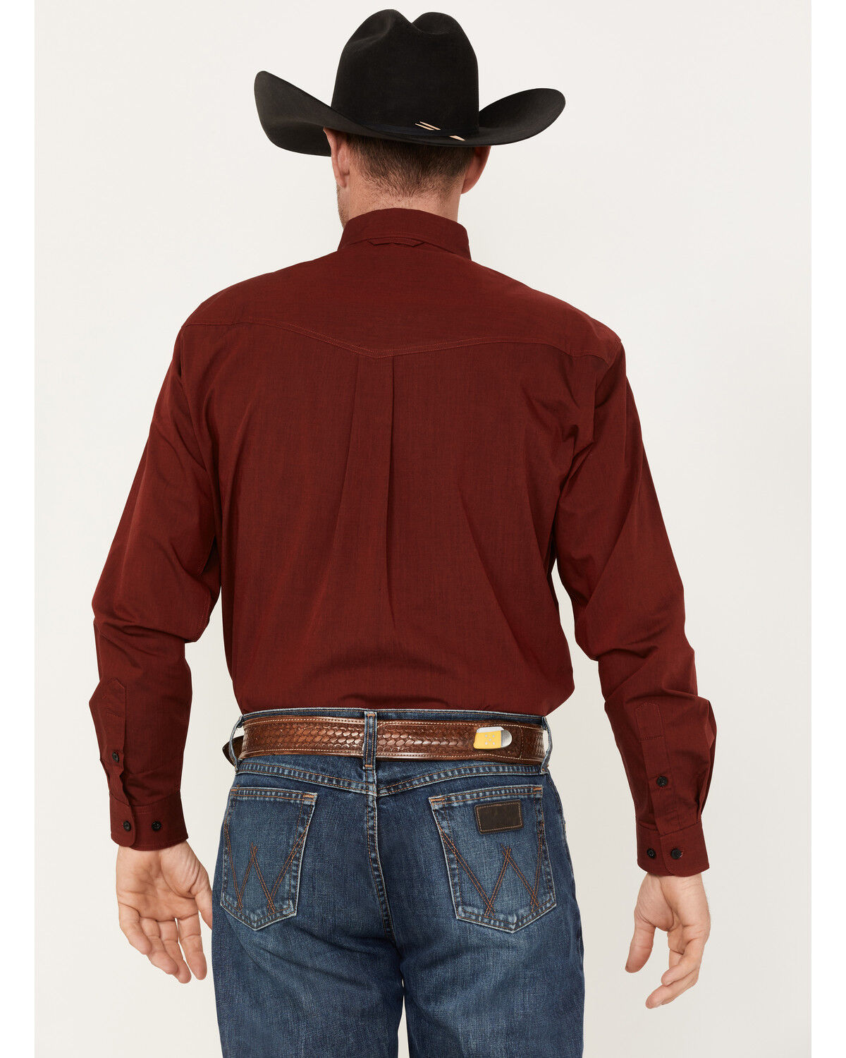 Image #4 - Roper Men's Pinewood Solid Long Sleeve Button Down Western Shirt, Red, hi-res