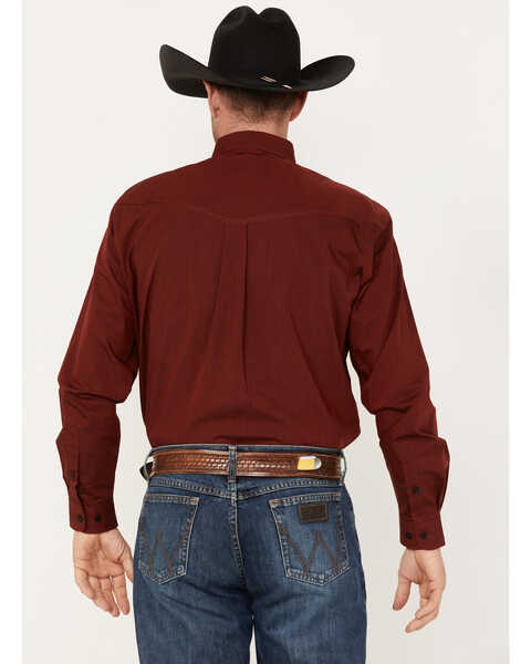 Image #4 - Roper Men's Pinewood Solid Long Sleeve Button Down Western Shirt, Red, hi-res