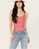 Image #1 - Free People Women's Clean Lines Printed Bodysuit, Red, hi-res