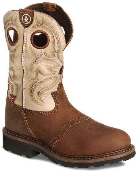 Tony Lama 3R Pull-On Waterproof Work Boots - Steel Toe, Sienna, hi-res