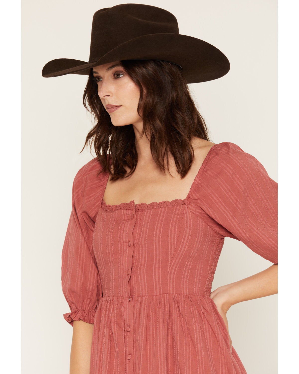 Image #2 - Cleo + Wolf Women's Short Sleeve Button-Front Mini Dress, Rose, hi-res