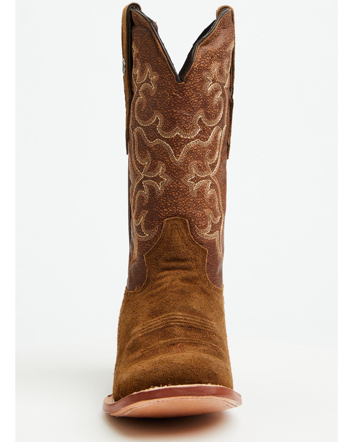 Image #4 - Tanner Mark Men's Ruff Out Suede Western Boots - Broad Square Toe, Brown, hi-res