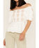 Miss Me Women's Embroidered Puff Sleeve Top, White, hi-res