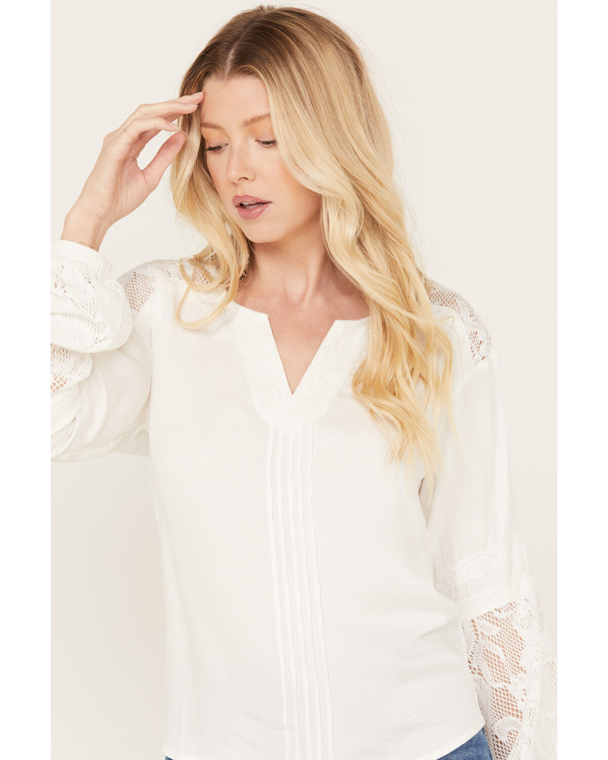 Image #2 - Idyllwind Women's Coleman Crochet Lace Shirt, Ivory, hi-res