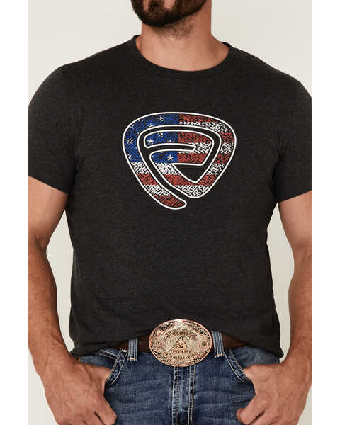 Image #3 - Rock & Roll Denim Men's Charcoal Patriotic Logo Short Sleeve T-Shirt , Charcoal, hi-res