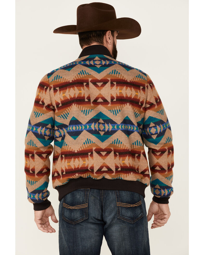 Pendleton Men S All Over Print Gorge Snap Front Bomber Jacket Tan Country Outfitter