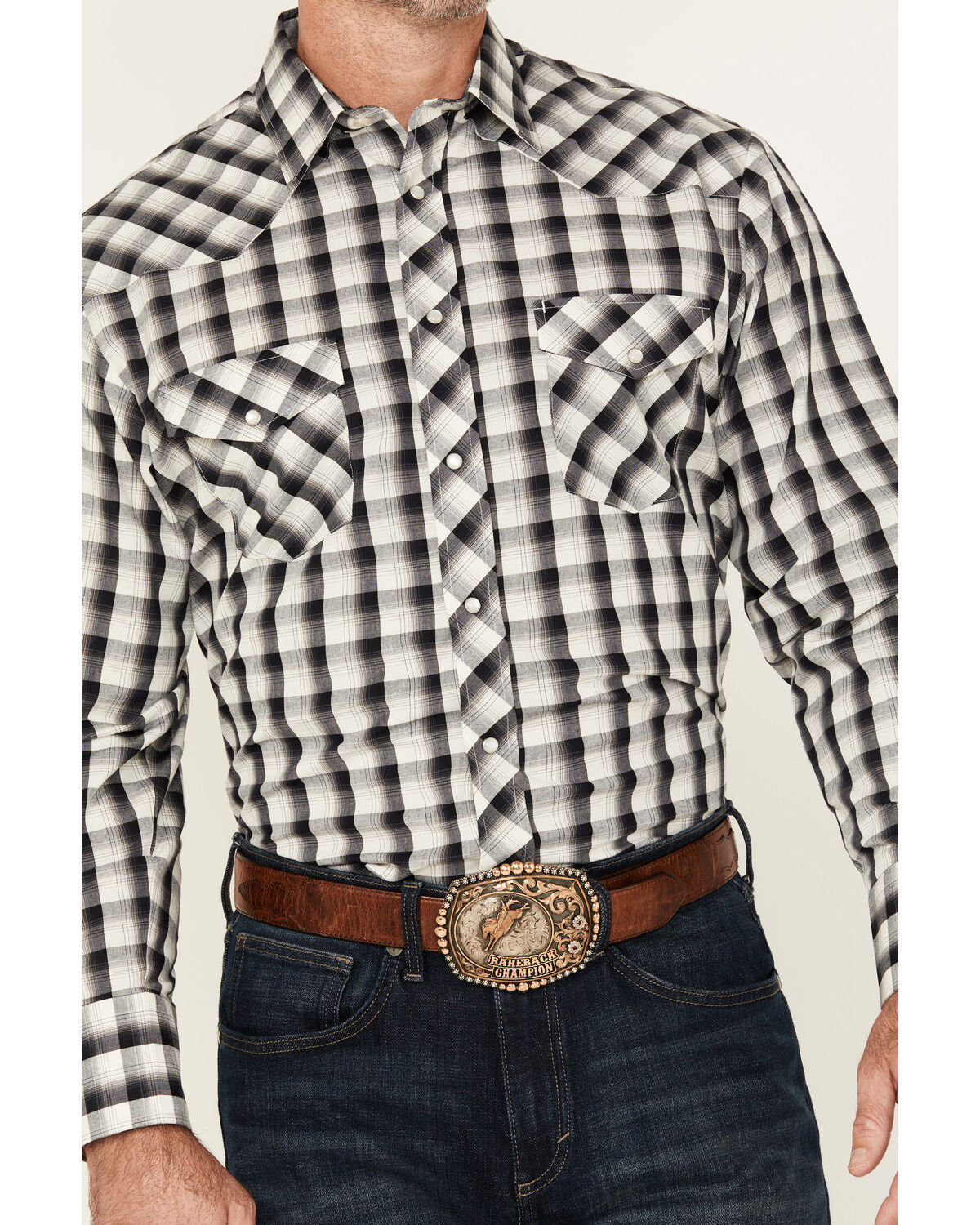 Image #3 - Roper Men's Plaid Print Long Sleeve Snap Stretch Western Shirt, Blue, hi-res