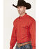 Image #2 - Scully Men's Skull Striped Long Sleeve Pearl Snap Western Shirt, Red, hi-res