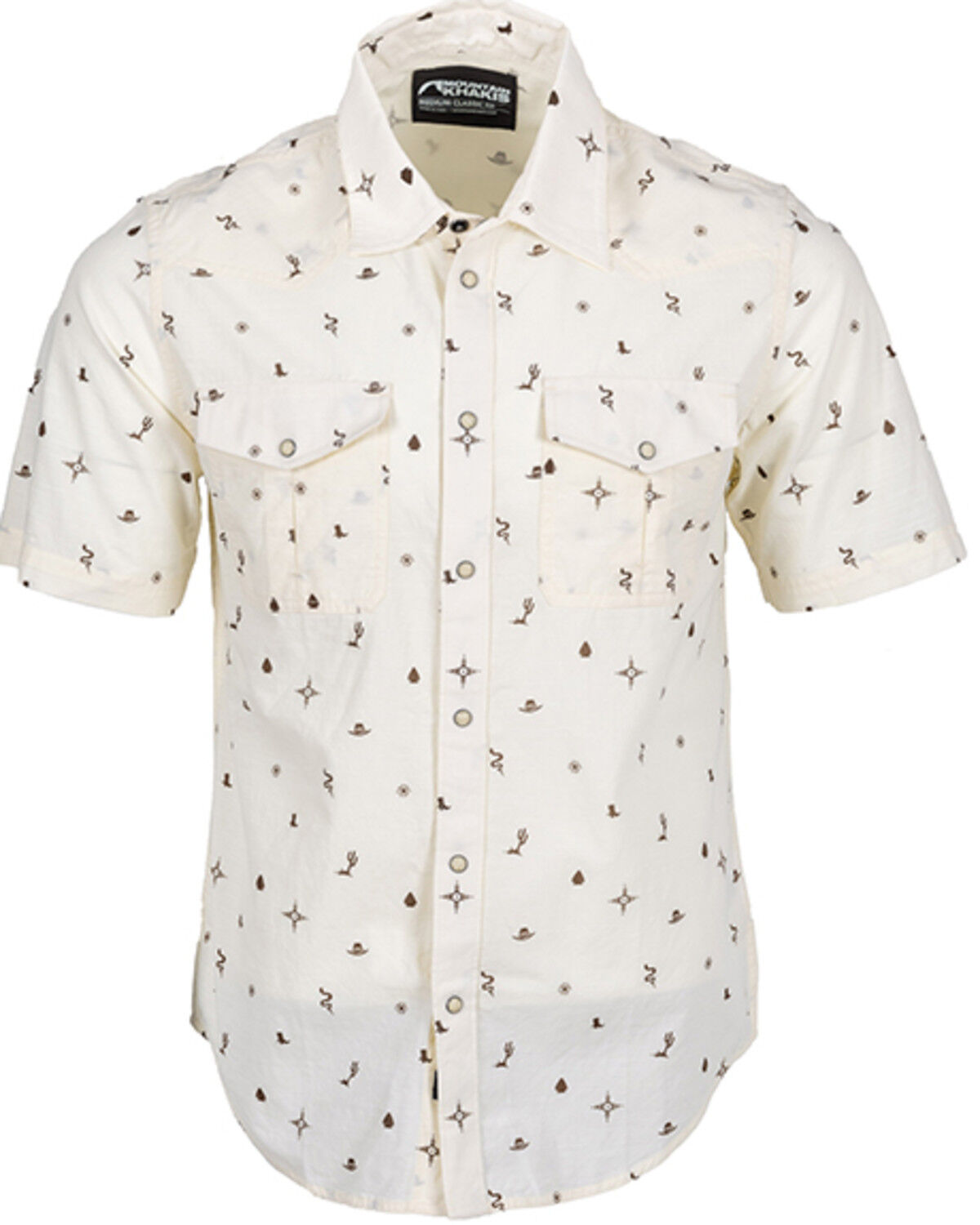 Image #1 - Mountain Khakis Men's Rodeo Printed Short Sleeve Woven Shirt, Cream, hi-res