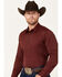 Image #2 - RANK 45® Men's Logo Long Sleeve Button-Down Performance Western Shirt, Wine, hi-res
