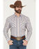 Image #1 - Ely Walker Men's Striped Long Sleeve Pearl Snap Western Shirt, Navy, hi-res