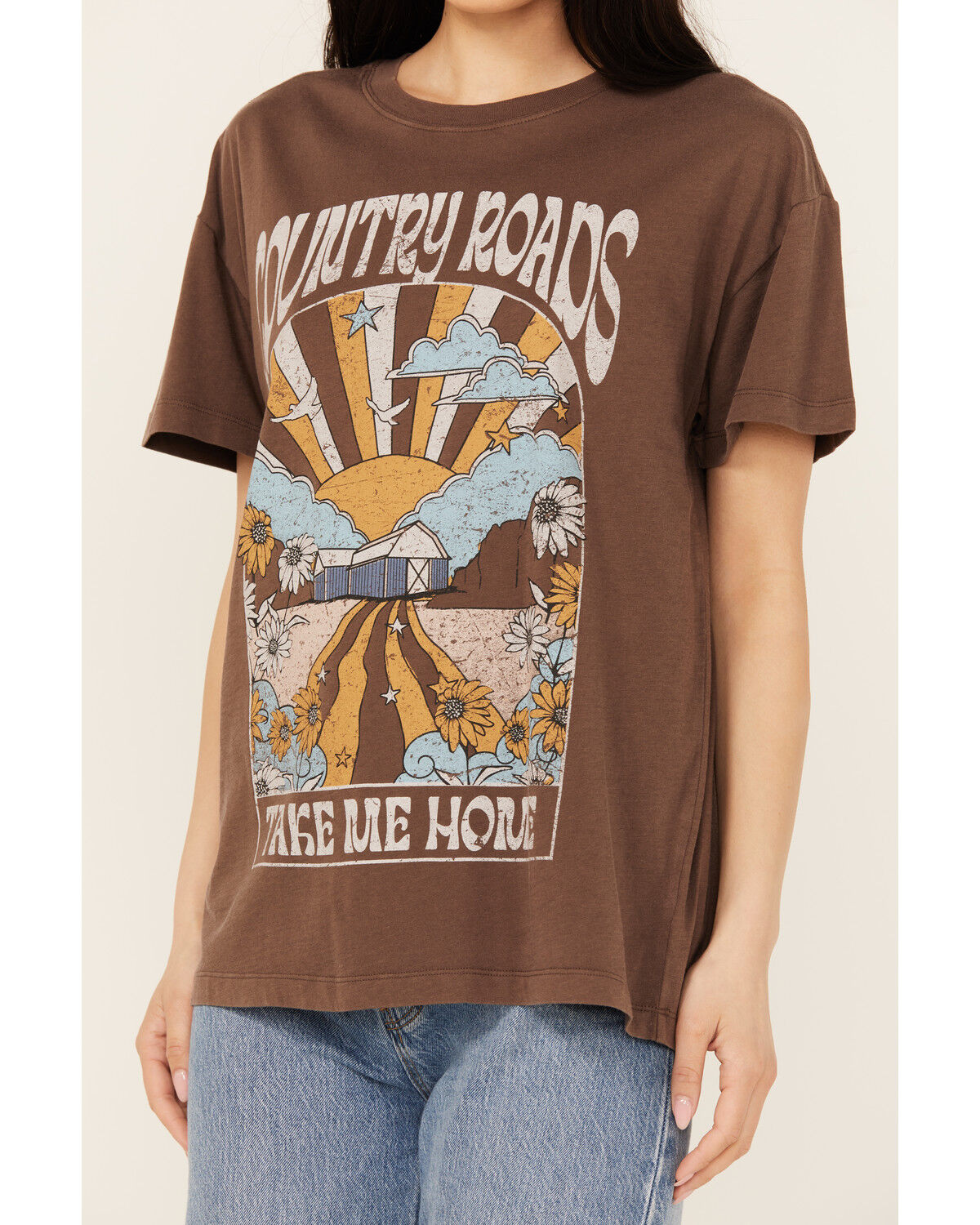 Image #3 - Cleo + Wolf Women's Country Roads Short Sleeve Graphic Tee, Brown, hi-res