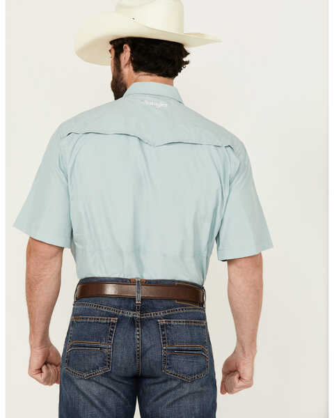 Image #4 - Wrangler Men's Solid Short Sleeve Snap Performance Western Shirt , Mint, hi-res
