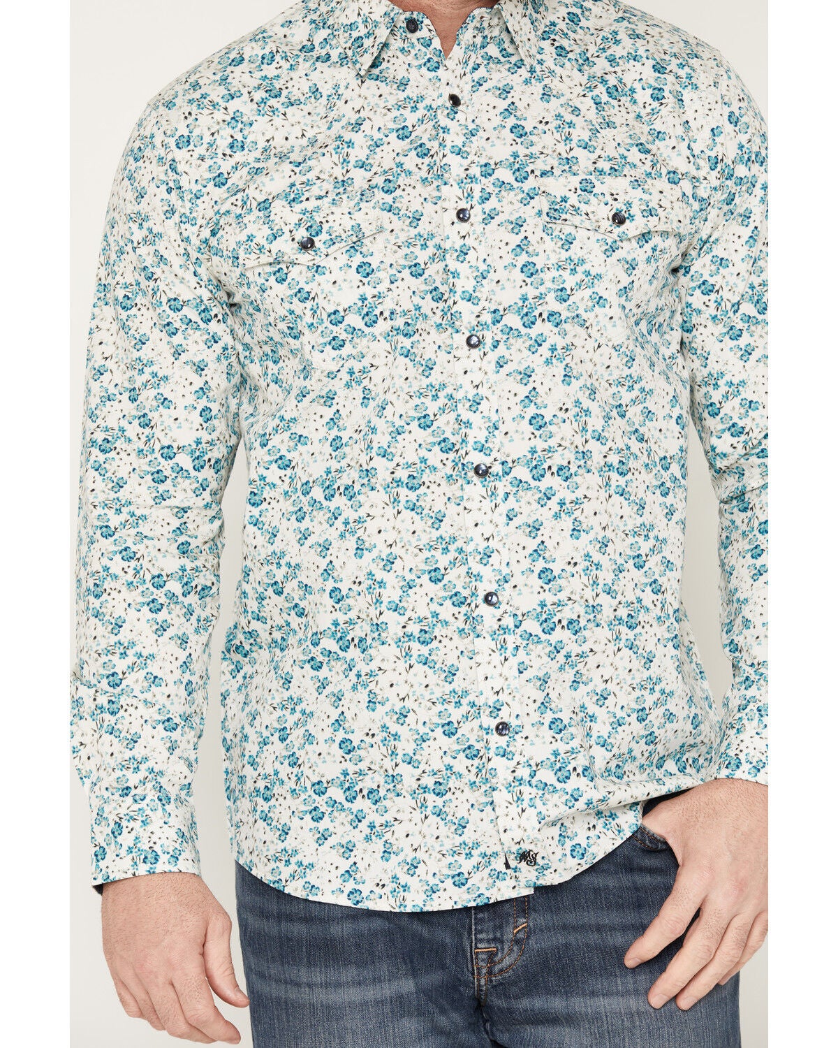 Image #3 - Moonshine Spirit&reg; Men's Wildflower Floral Print Long Sleeve Snap Western Shirt, White, hi-res