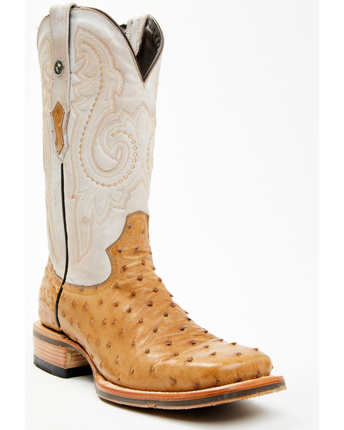 Image #1 - Tanner Mark Men's Exotic Ostrich Western Boots - Broad Square Toe, Tan, hi-res