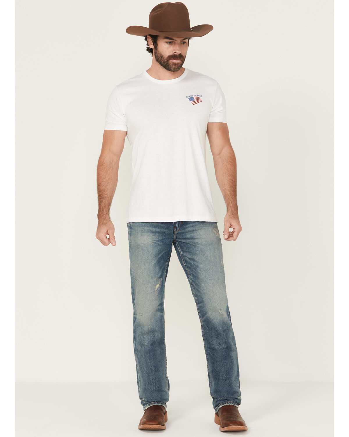 Image #1 - Moonshine Spirit Men's Slasher Medium Wash Slim Straight Rigid Denim Jeans, Medium Wash, hi-res