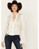 Image #1 - Vocal Women's Rhinestone Cropped Faux Suede Vest, Natural, hi-res
