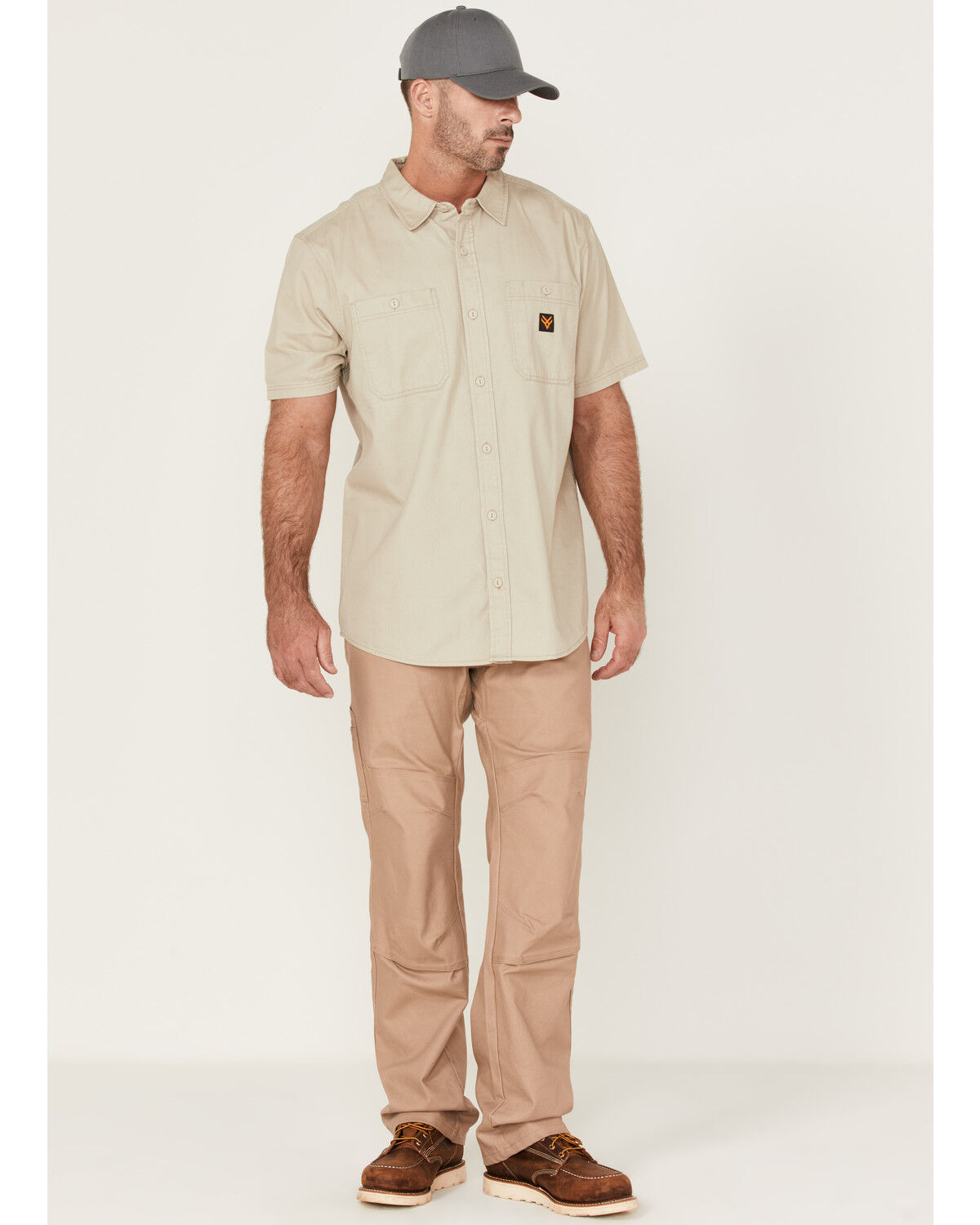 Image #2 - Hawx Men's Twill Short Sleeve Button-Down Work Shirt, Light Grey, hi-res