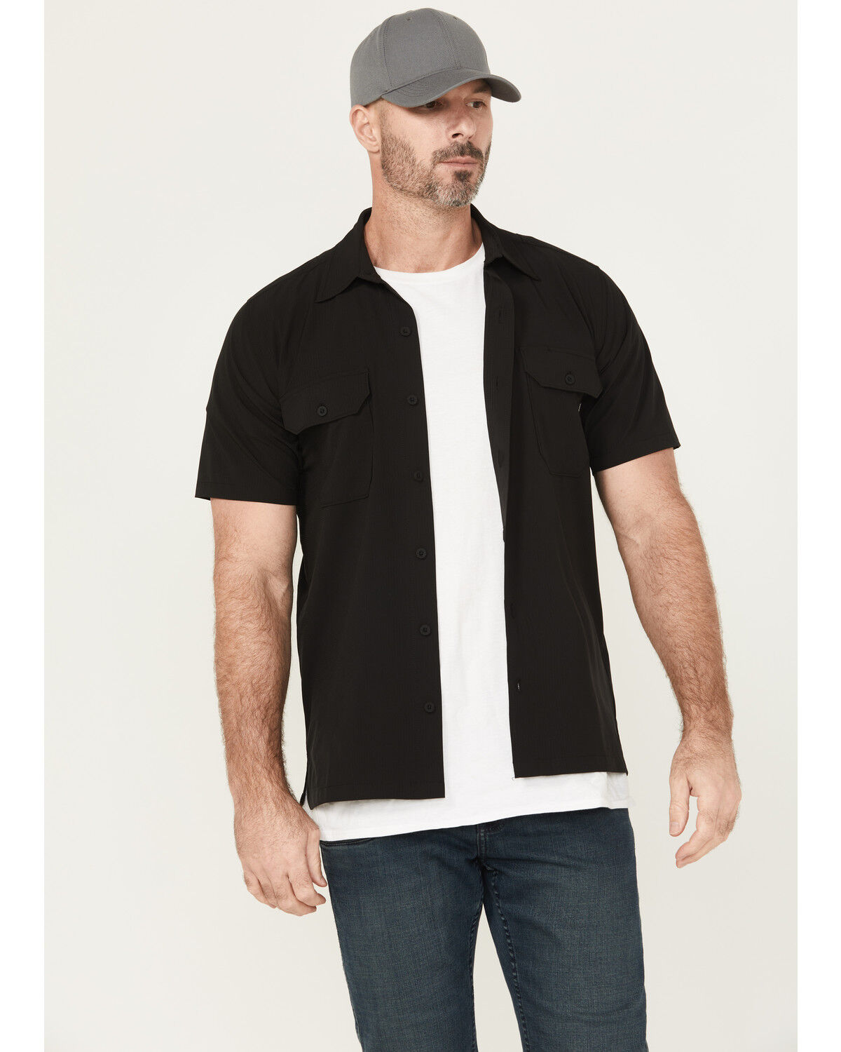 Image #1 - Dickies Men's Solid Pro Short Sleeve Button-Down Performance Work Shirt, Black, hi-res
