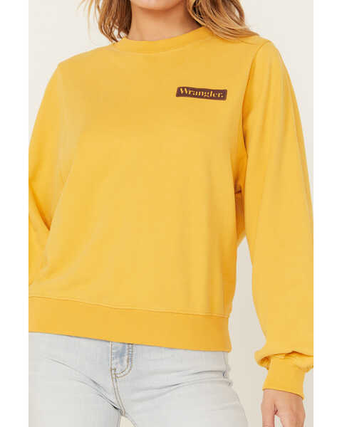 Image #4 - Wrangler Women's Logo Crew Neck Sweatshirt , Yellow, hi-res