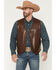 Image #1 - Cody James Men's Hogan Faux Leather Braided Hem Vest, Brown, hi-res