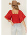 Image #4 - Shyanne Women's Ruffle Sleeve Top, Red, hi-res