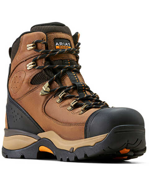 Ariat Men's 6" Endeavor Waterproof Work Boots - Soft Toe , Brown, hi-res
