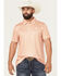 Image #1 - Rock & Roll Denim Men's Geo Print Short Sleeve Button-Down Stretch Polo Shirt, Orange, hi-res
