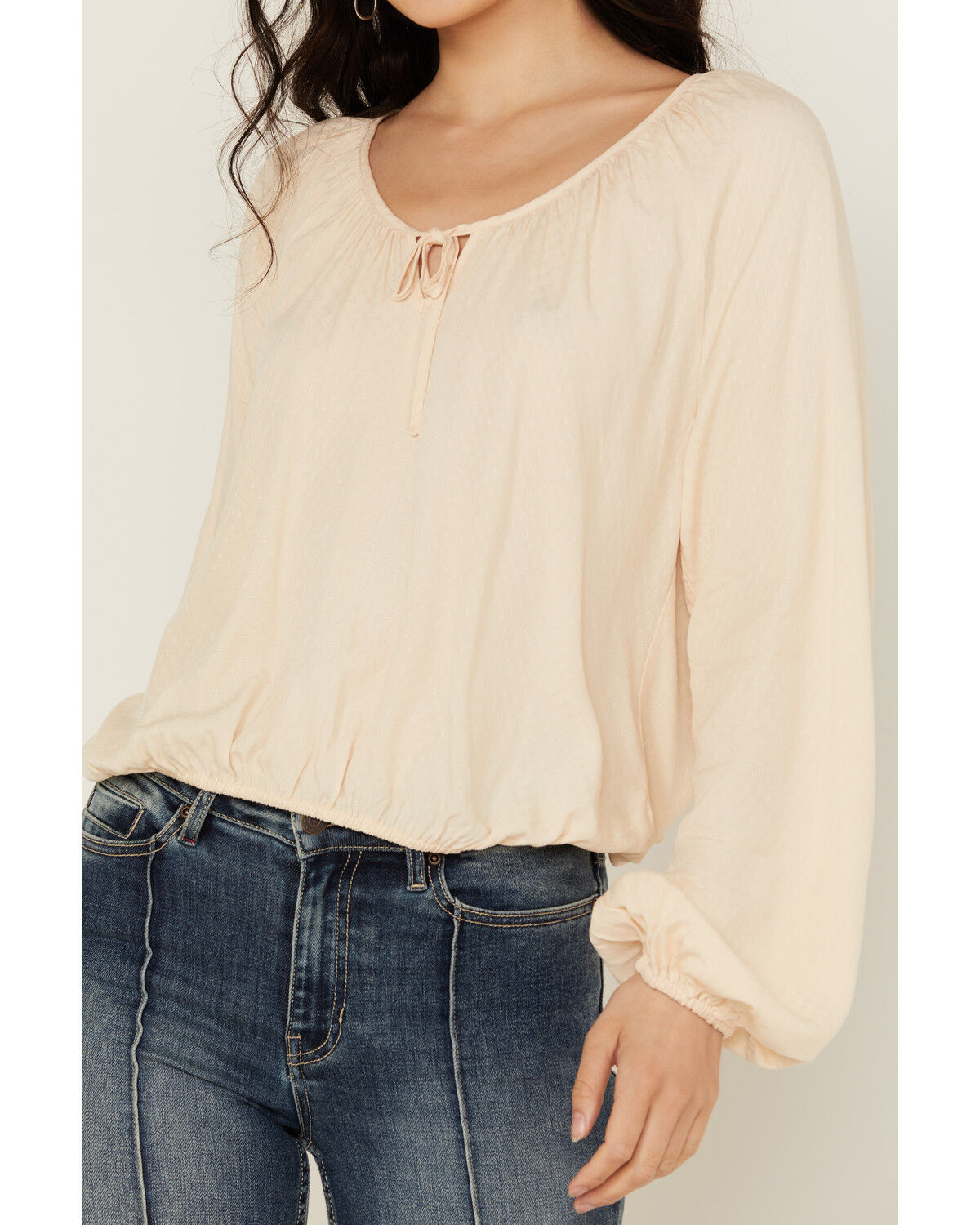 Image #3 - Cleo + Wolf Women's Christopher Solid Peasant Top, Oatmeal, hi-res