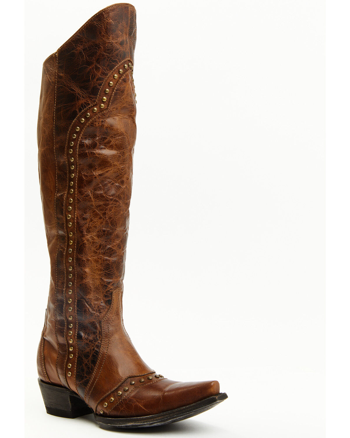 Image #1 - Idyllwind Women's Straight Up Orix Goat Studded Leather Tall Western Boots - Snip Toe, Brown, hi-res