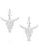 Image #1 - Montana Silversmiths Women's Chiseled Steer Head Earrings, Turquoise, hi-res