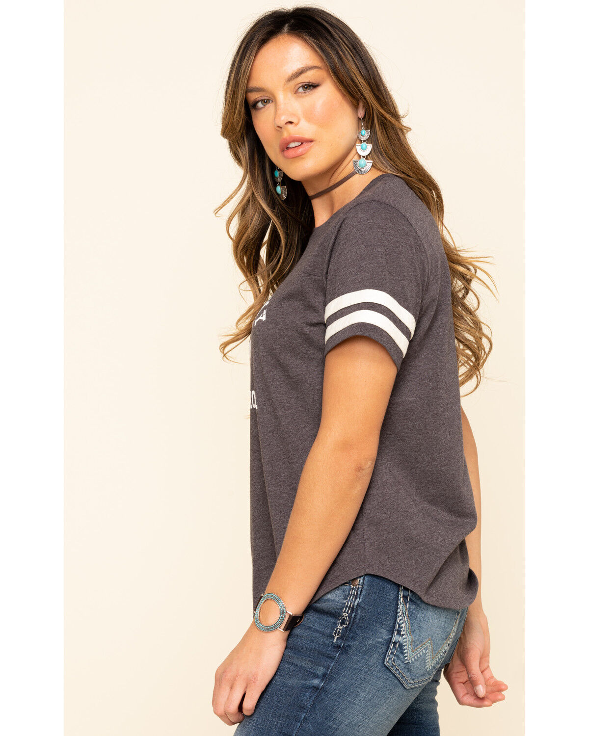 Image #3 - Cut & Paste Women's Cowboy Casanova Football Tee, Black, hi-res