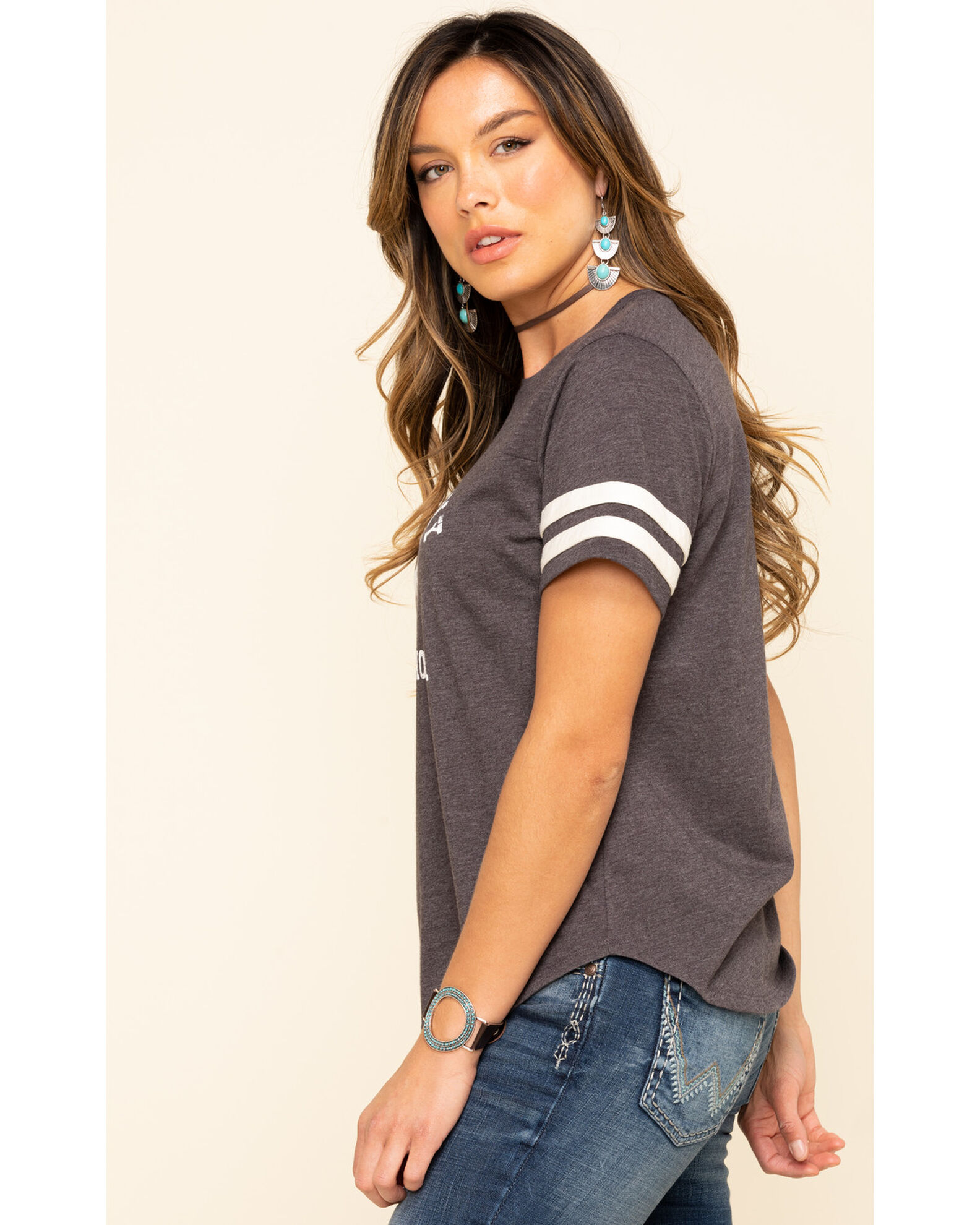 Image #3 - Cut & Paste Women's Cowboy Casanova Football Tee, Black, hi-res