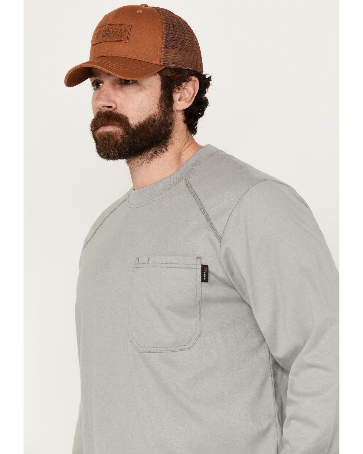 Image #2 - Hawx Men's FR Long Sleeve Pocket Work T-Shirt, Silver, hi-res
