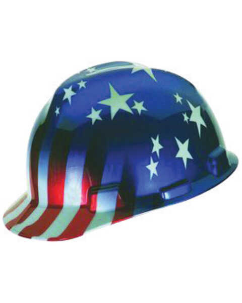 MSA Men's Stars & Stripes Print V-Gard Cap Style Work Hard Hat , Multi, hi-res