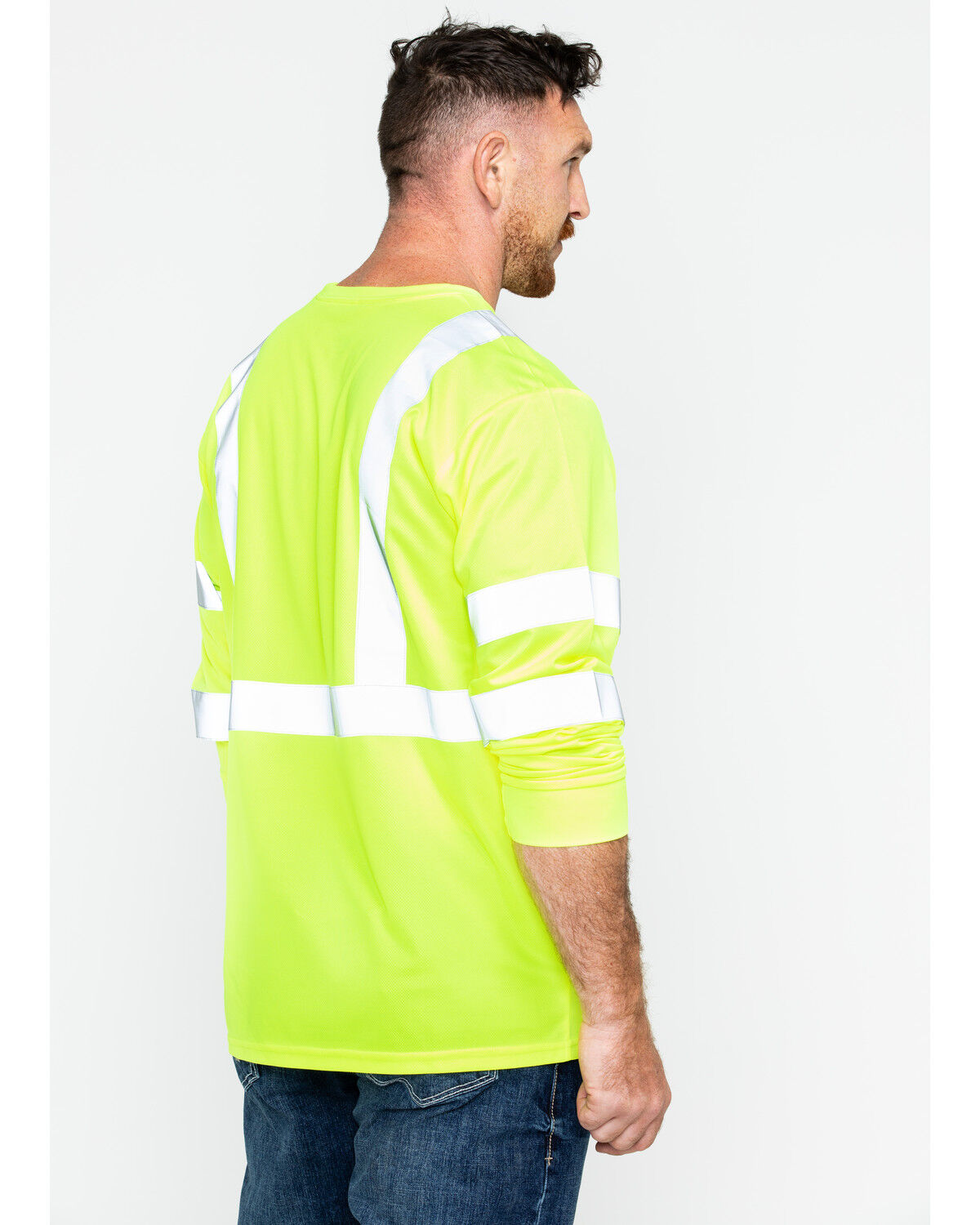 Image #2 - Hawx Men's Reflective Long Sleeve Work Tee, Yellow, hi-res
