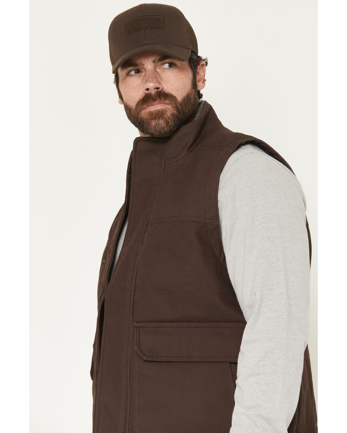 Image #2 - Hawx Men's Granderson Solid Duck Canvas Vest, Dark Brown, hi-res
