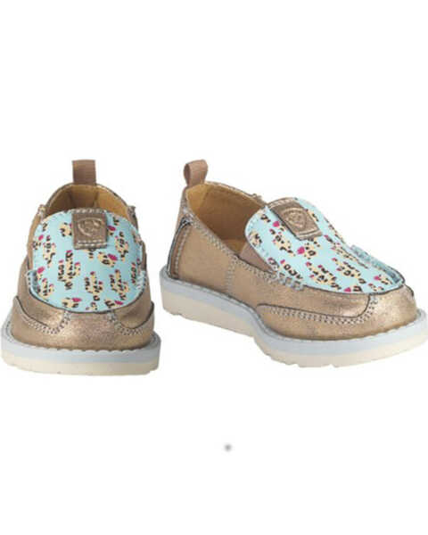 Ariat Toddler-Girls' Crusier Piper Cactus Print Slip-On Casual Shoes - Moc Toe, Turquoise, hi-res