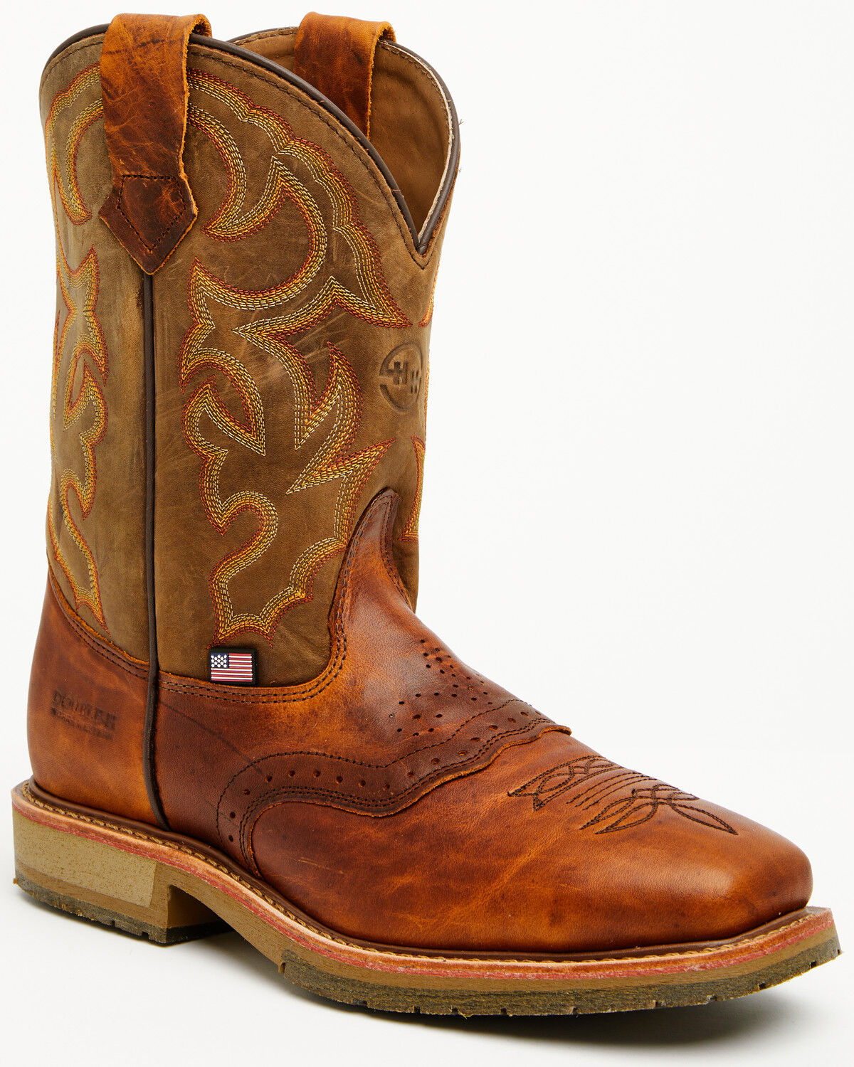 Image #1 - Double H Men's Domestic Pull-On Work Boots - Steel Toe, Dark Brown, hi-res