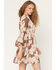 Image #4 - Shyanne Women's Floral Long Sleeve Crinkle Mini Dress, Brown, hi-res