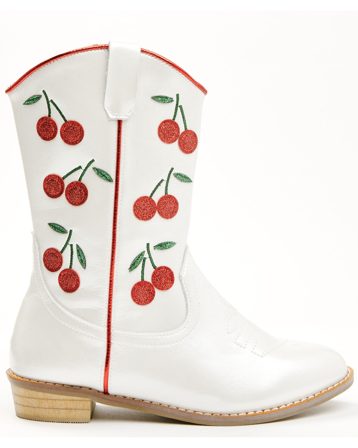 Image #2 - Wild + Rae Girls' Cherry Western Boots - Round Toe, White, hi-res
