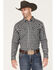 Image #1 - Cody James Men's Visa Versa Small Plaid Print Long Sleeve Snap Western Flannel Shirt, Grey, hi-res