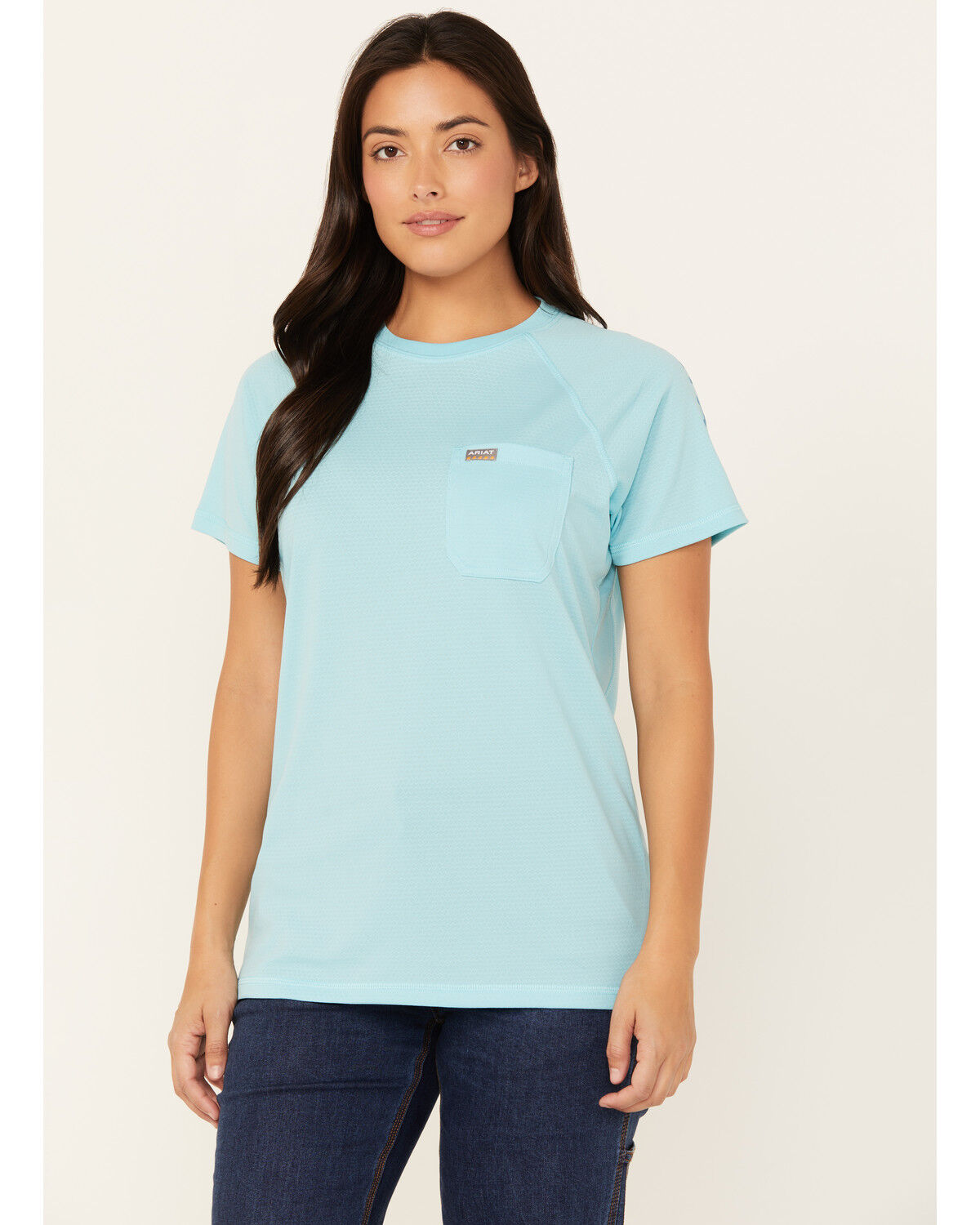 Image #1 - Ariat Women's Rebar Heat Fighter Short Sleeve Work Shirt, Turquoise, hi-res