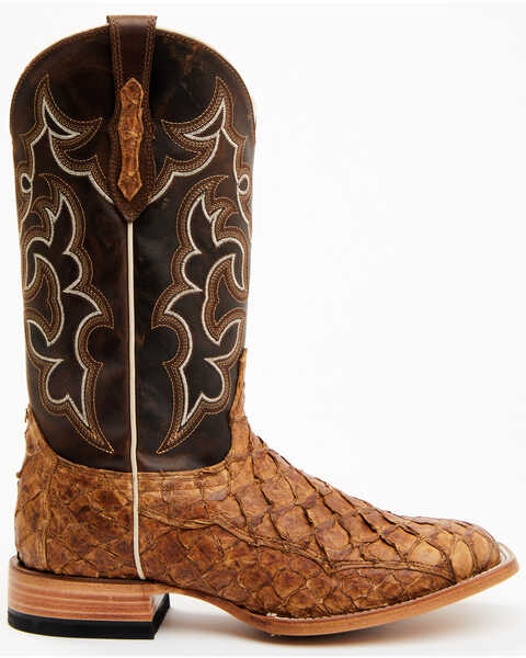 Cody James Men's Exotic Pirarucu Skin Western Boots - Wide Square Toe, Brown, hi-res
