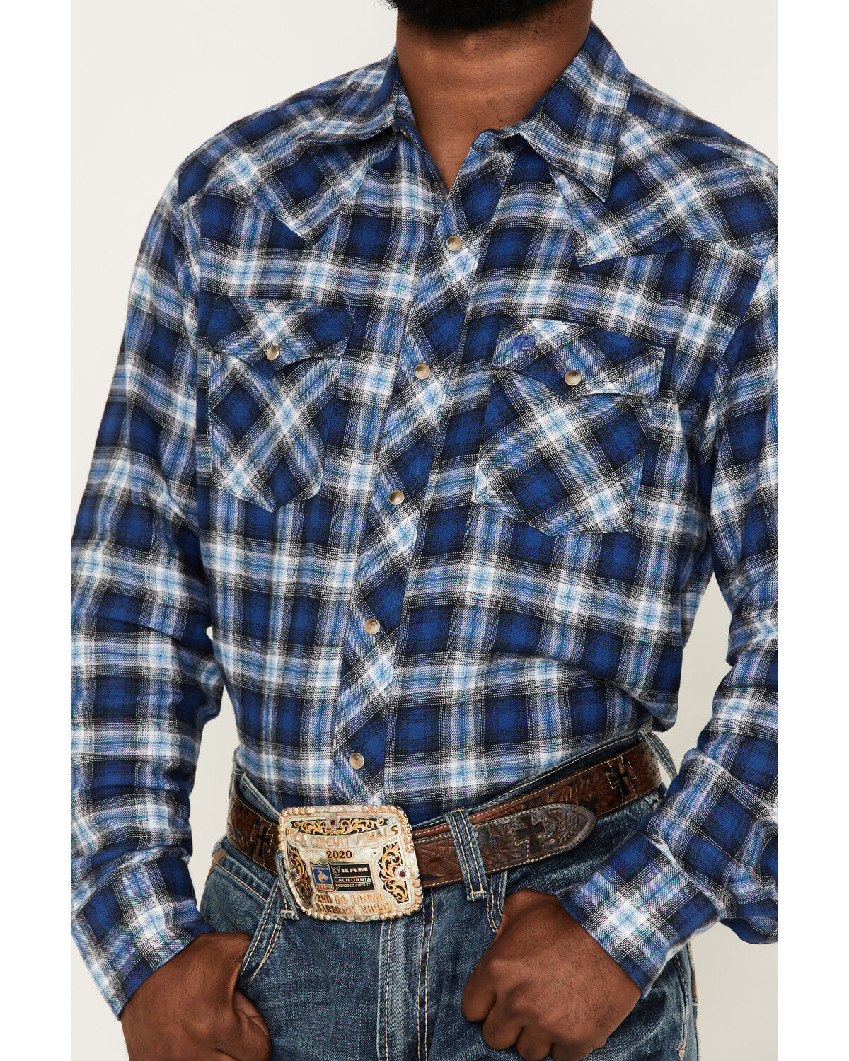 Image #3 - Wrangler Retro Men's Plaid Print Long Sleeve Snap Western Flannel Shirt, , hi-res