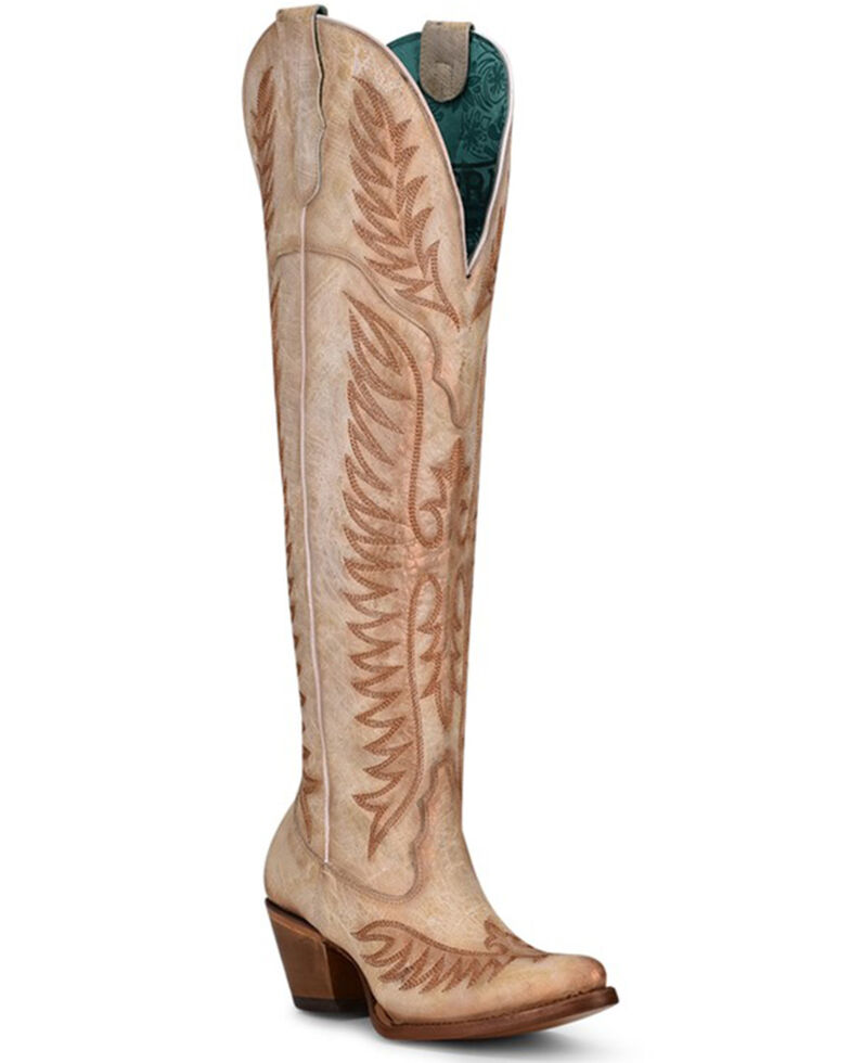 Corral Women's White Embroidery Western Boots - Round Toe, White, hi-res