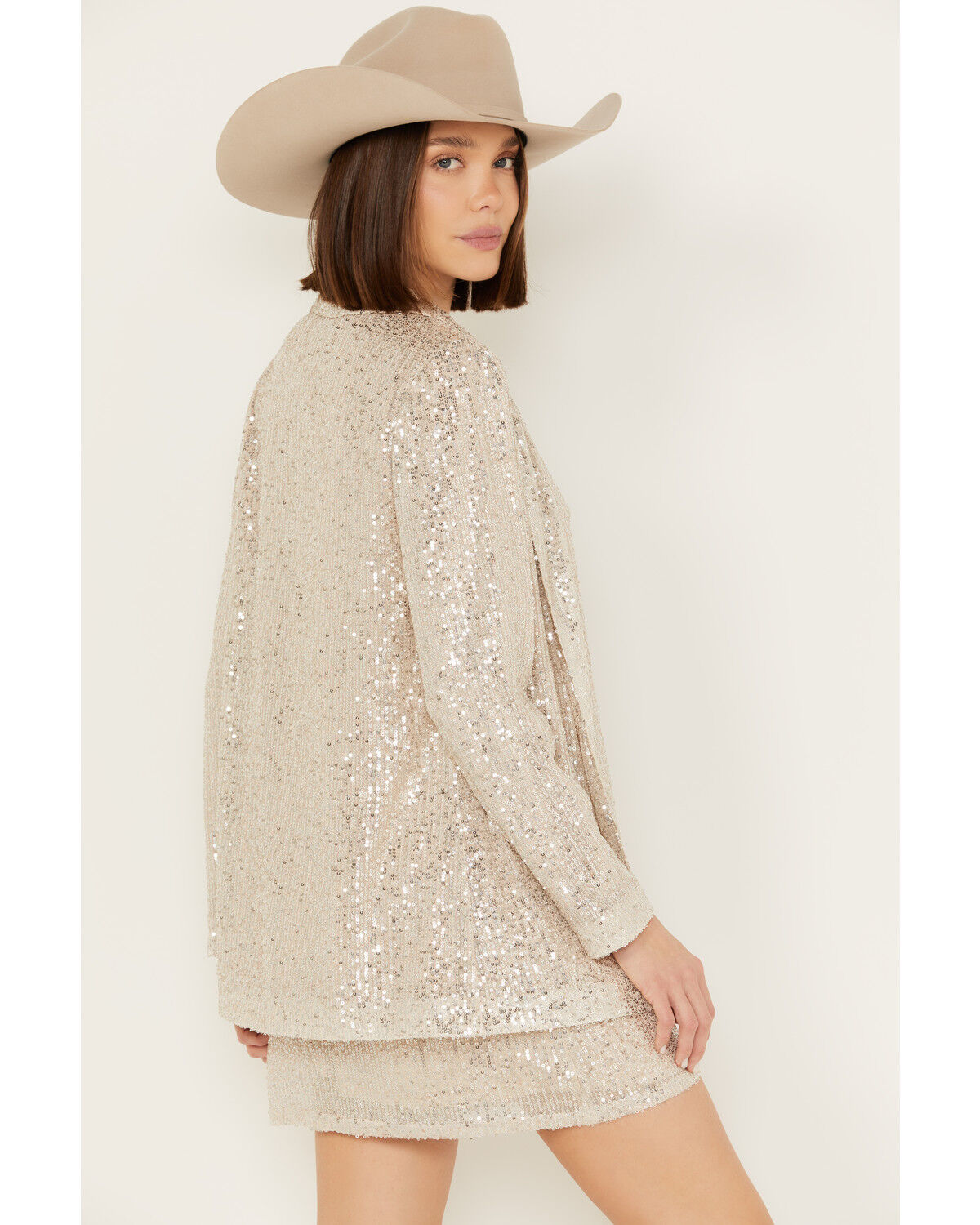 Image #4 - Sadie & Sage Women's Campion Disco Inferno Sequins Blazer, Cream, hi-res