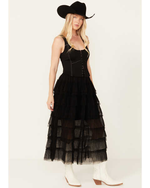 Revel Women's Tulle Tier Skirt , Black, hi-res